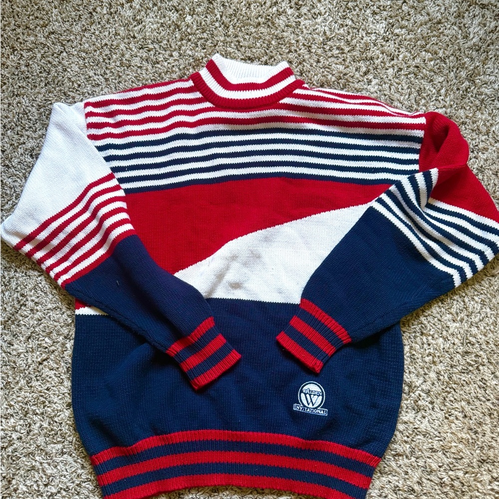 Vintage Striped Red, White, and Blue Sweater